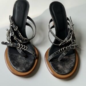 KNWLS Scythe Heeled Sandals in Moto-Grey